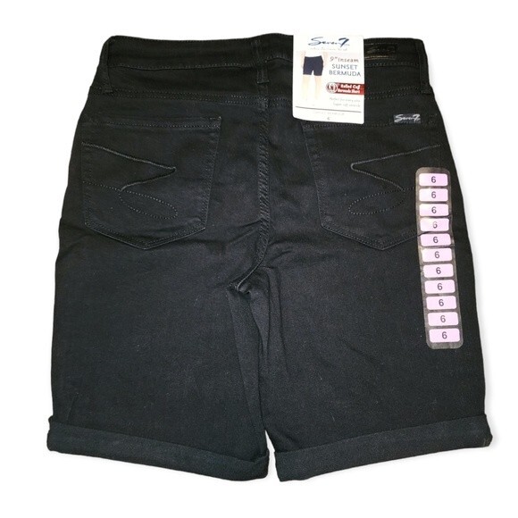 Seven7 Black Super Soft Stretch Rolled Cuff Sunset Bermuda Shorts Size 6 - Picture 4 of 11